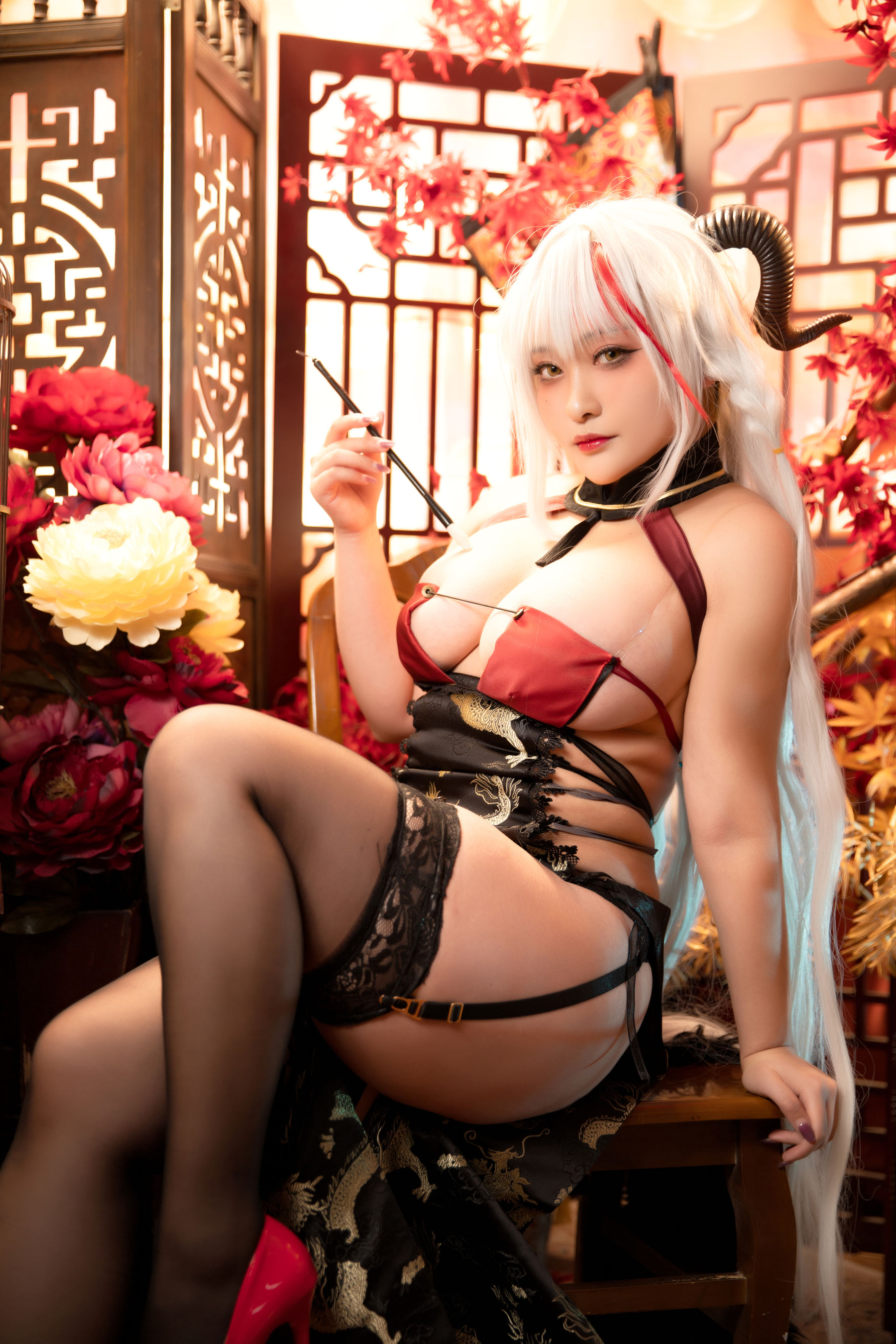 动漫博主洛璃LoLiSAMA – 埃吉尔旗袍 金龙腾祥云 [65P]