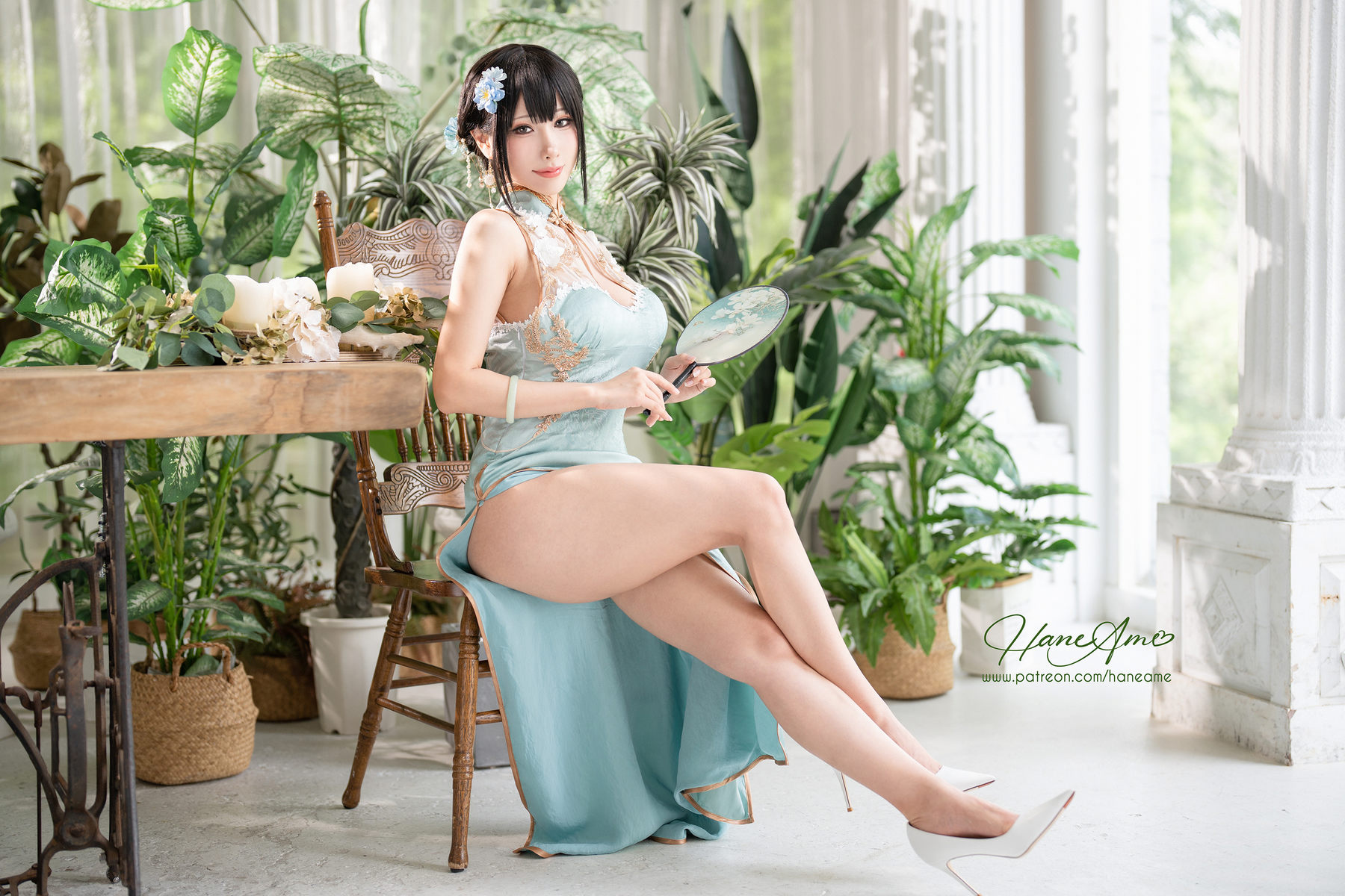 Hane Ame 雨波写真 – 綠韻旗袍 [30P]
