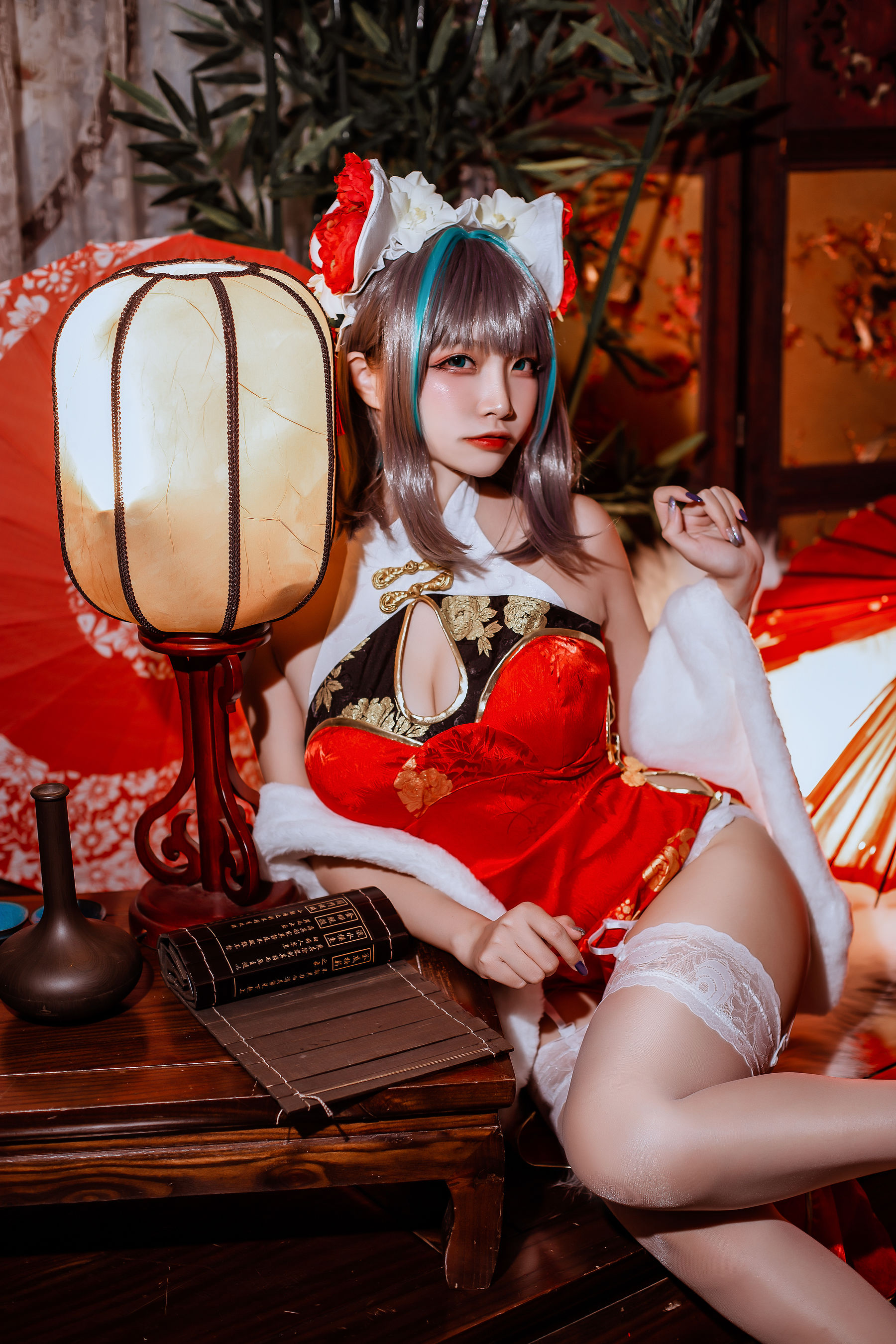 二佐Nisa – 碧蓝 柴郡旗袍 [32P]