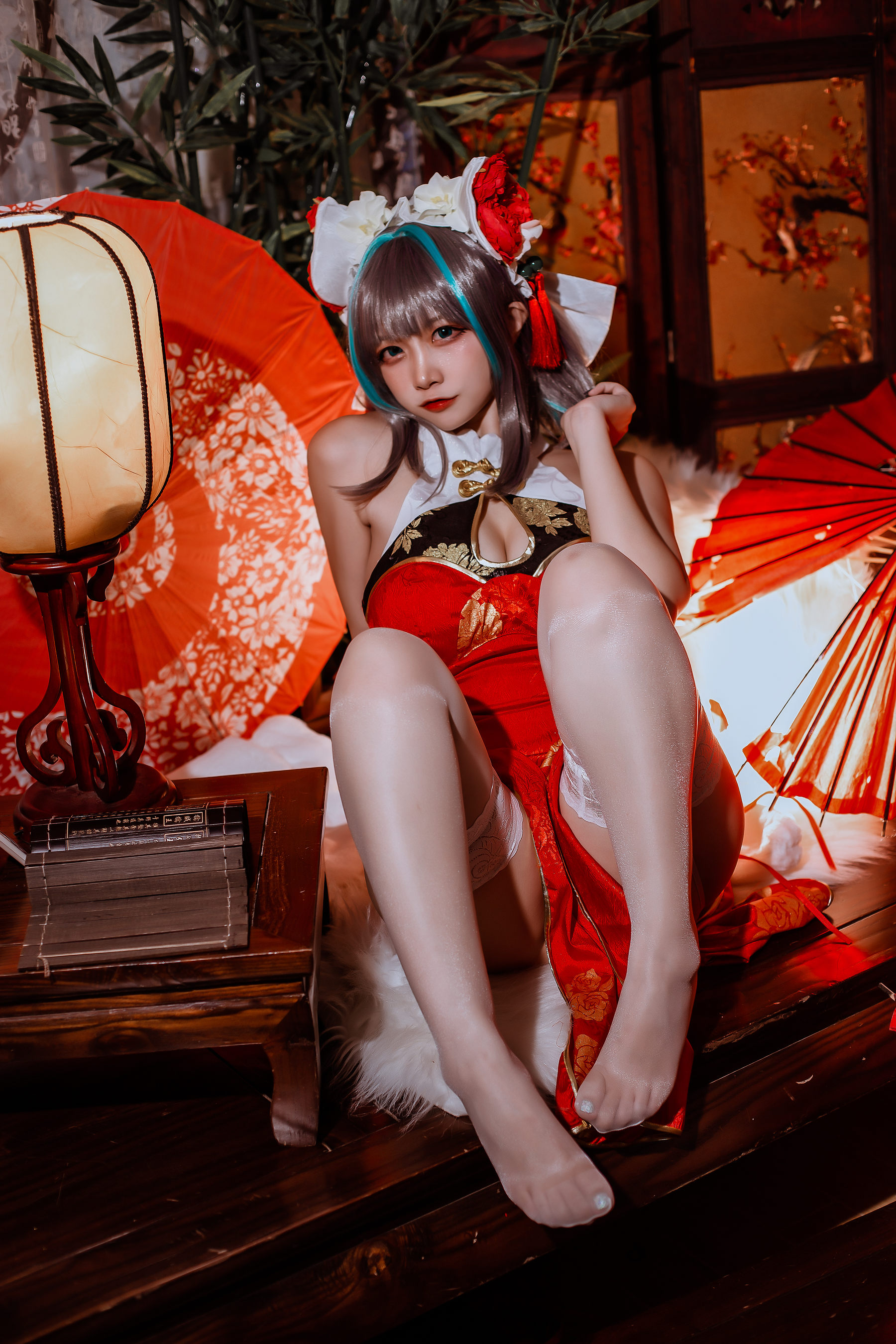 二佐Nisa – 碧蓝 柴郡旗袍 [32P]