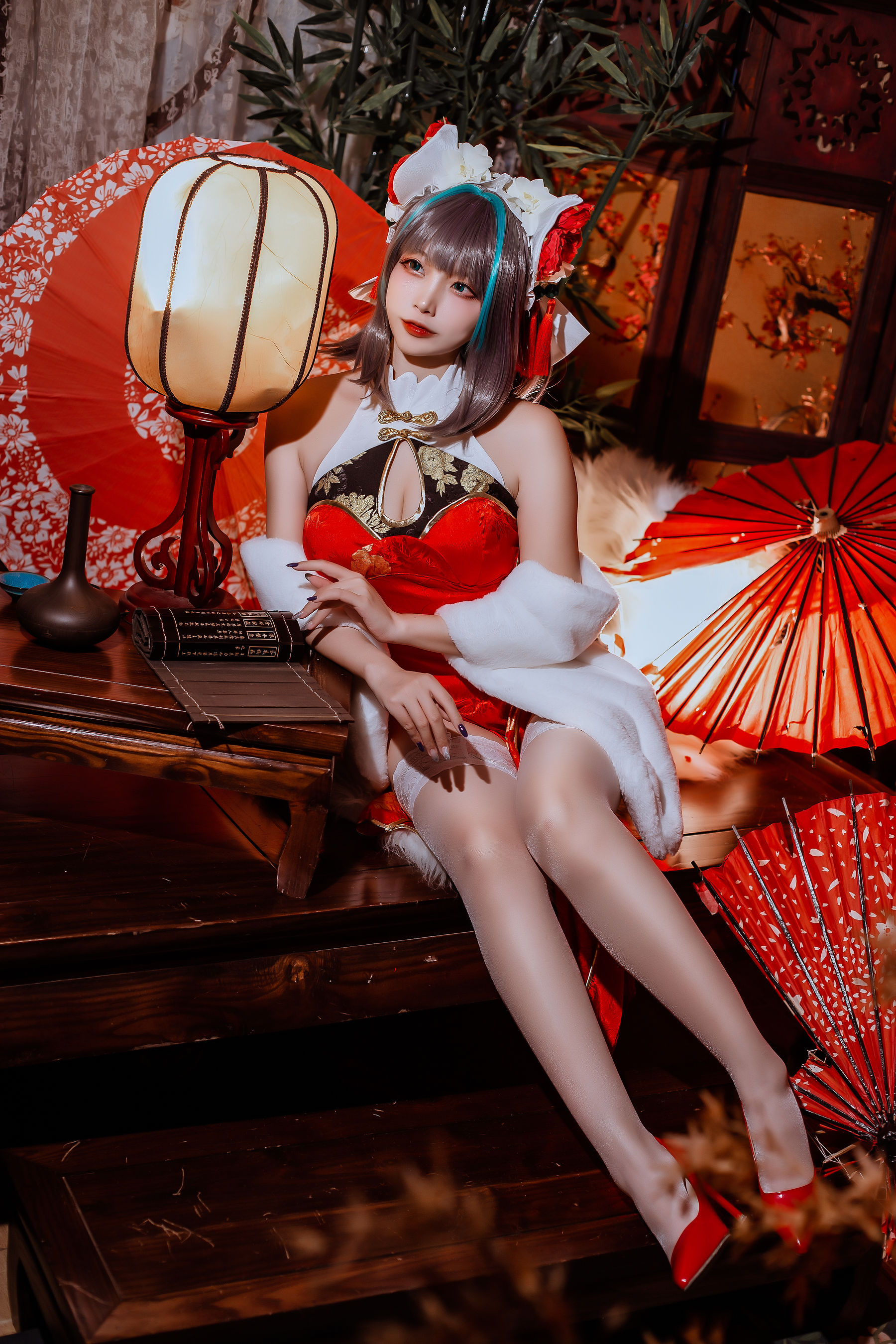 二佐Nisa – 碧蓝 柴郡旗袍 [32P]
