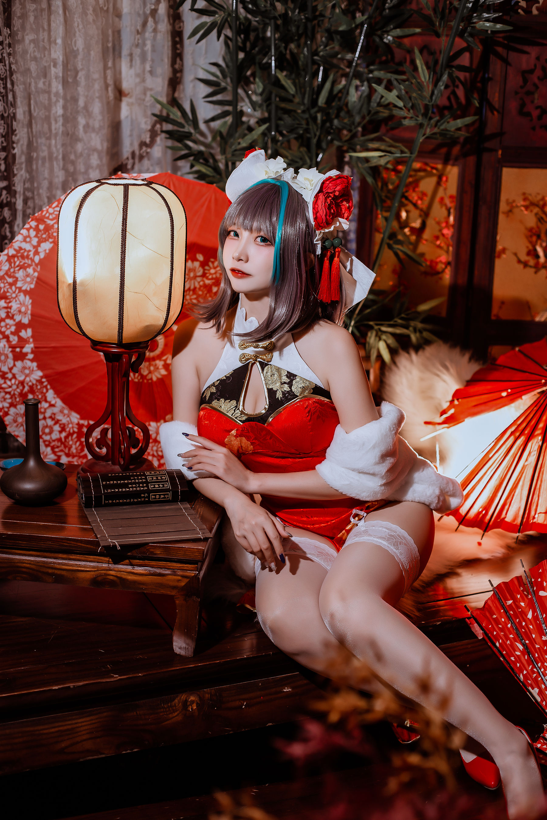 二佐Nisa – 碧蓝 柴郡旗袍 [32P]