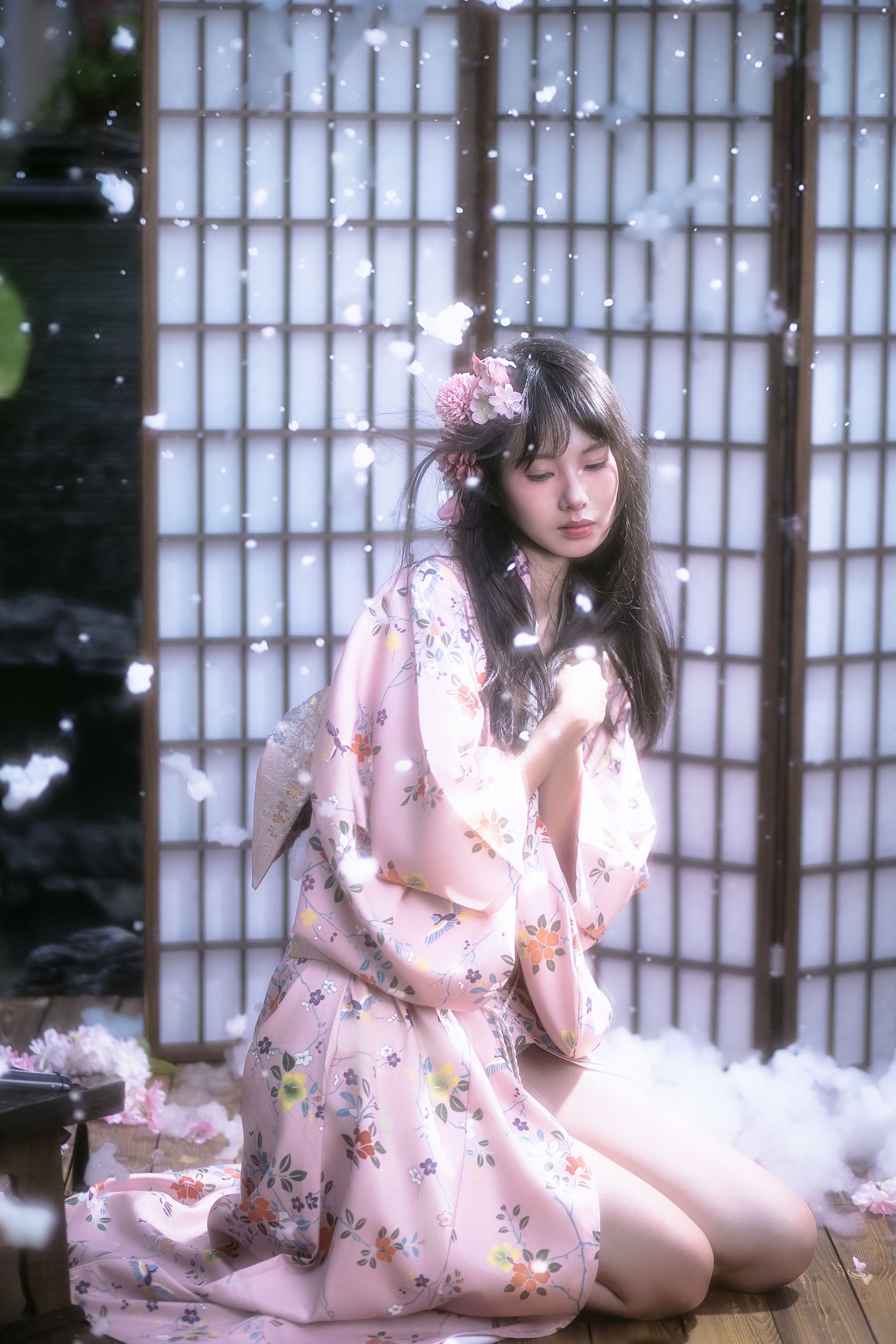 欣欣 – 《夜樱和服少女》[14P]