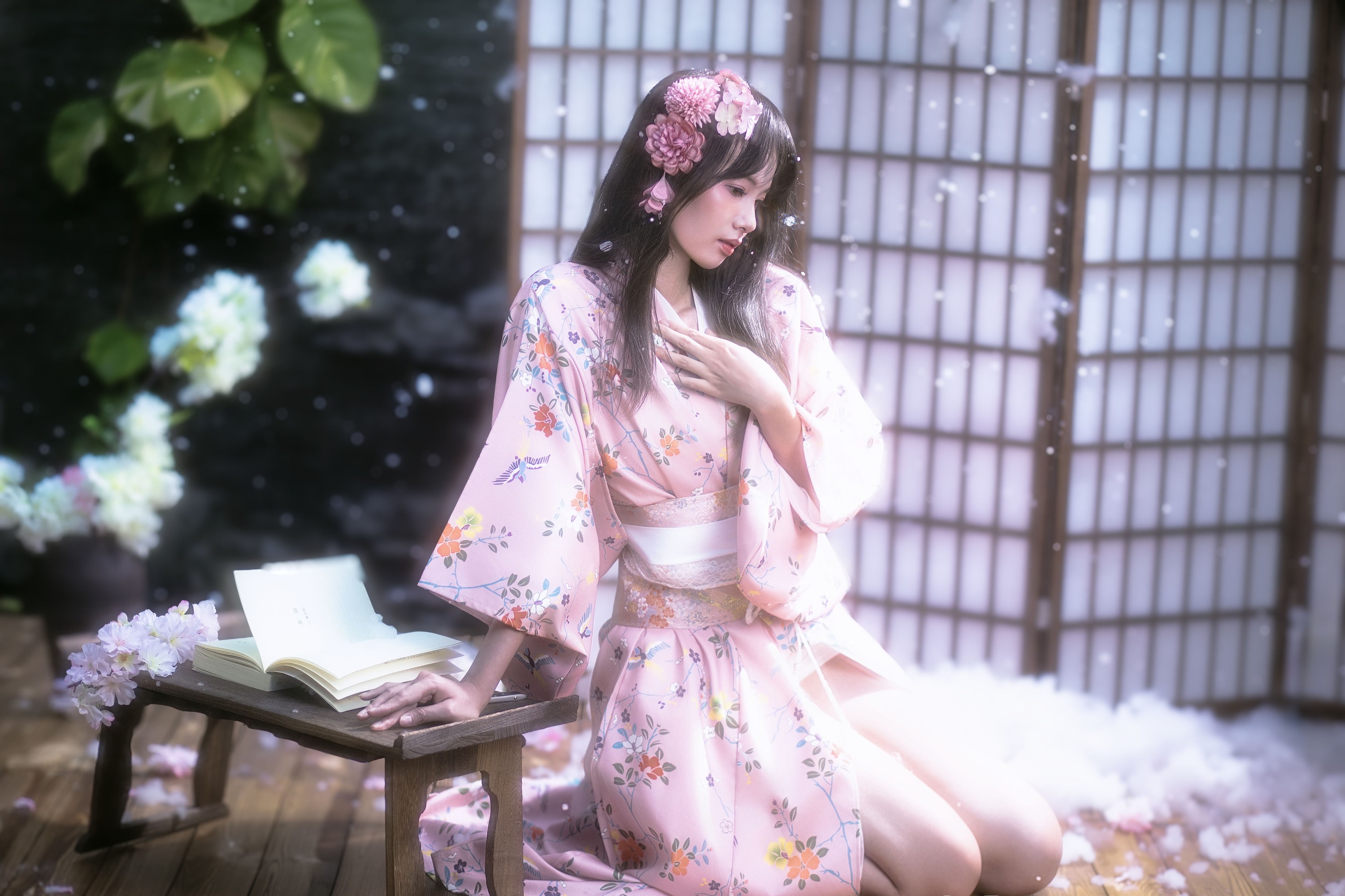 欣欣 – 《夜樱和服少女》[14P]