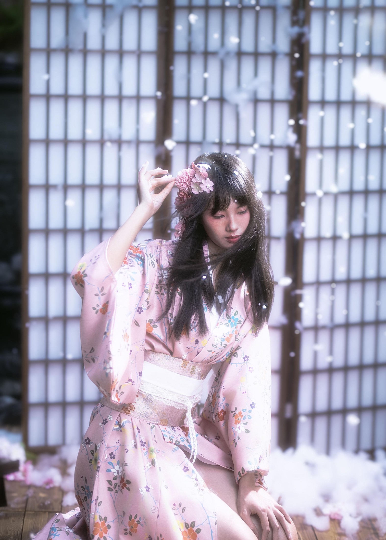 欣欣 – 《夜樱和服少女》[14P]