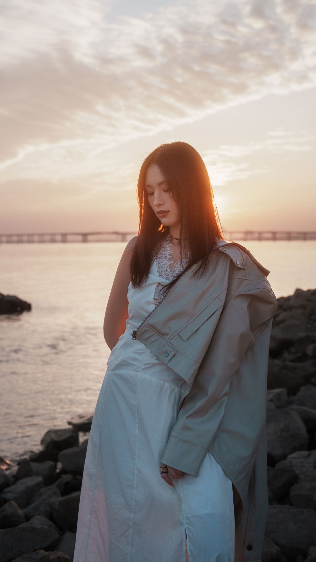 海边寂静黄昏日落
