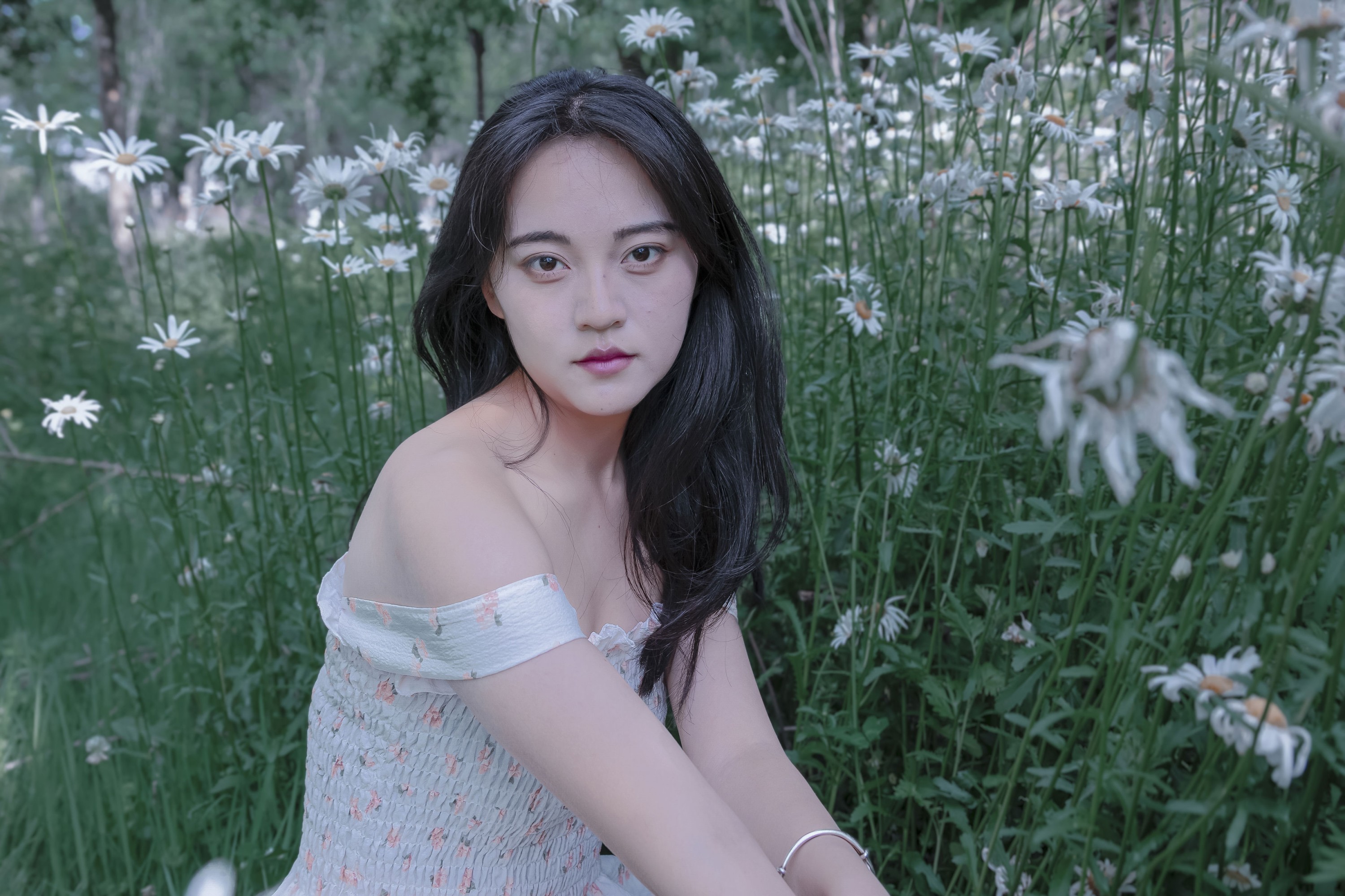 《草地白菊花白衣性感女子美女写真》[29P]